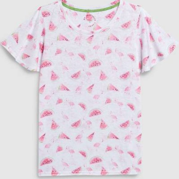 Reign London Girls Pink/White Flamingo Print T-Shirt - Picture 1 of 1